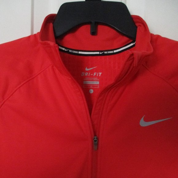 Nike Dri-Fit Womens L/S Red Full Zip Fleece Lined Active Running Jacket NWOT - L - Picture 2 of 3